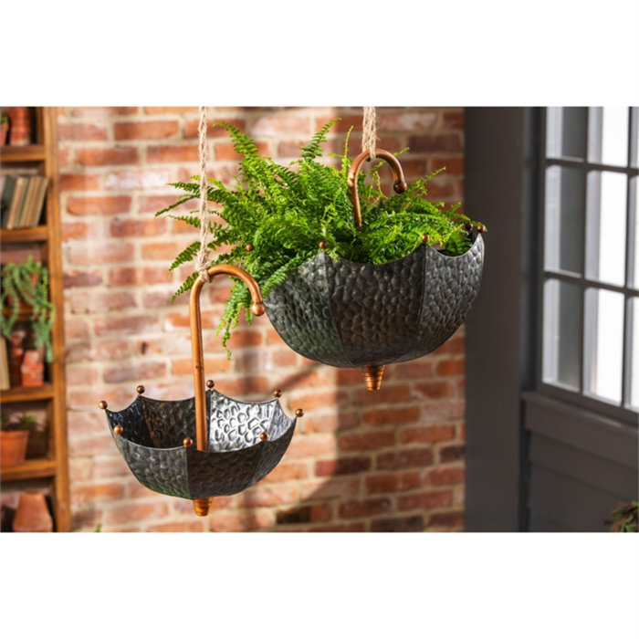 Evergreen Enterprises, Inc Umbrella 3 Piece Metal Hanging Planter Set